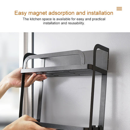 Kitchen Double Layers Magnetic Refrigerator Rack Storage Holder, Double Layers