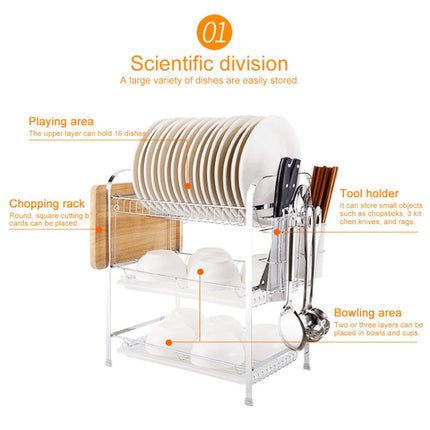 Multi-function Kitchen Stainless Steel Double Diskes Rack Hanging Knife Chopping Block Holder, Knife Chopping Block Holder