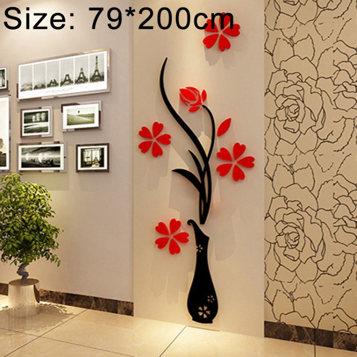 Creative Vase 3D Acrylic Stereo Wall Stickers TV Background Wall Corridor Home Decoration, Size: 79x200x4cm, Size: 79*200cm
