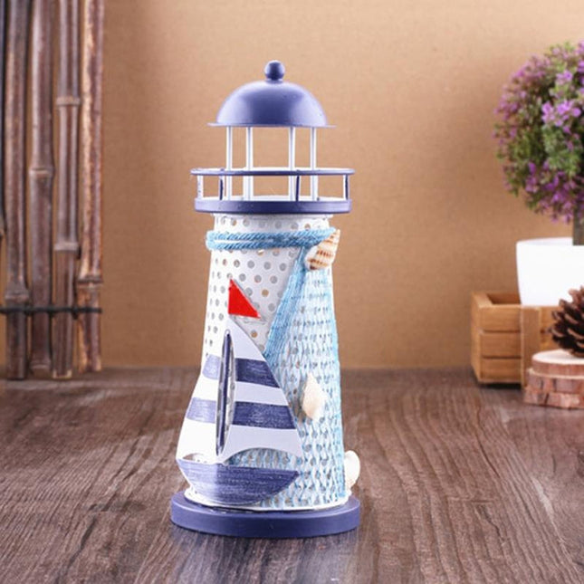 Creative Mediterranean Style Iron Handmade Flash Lighthouse, Random Style Delivery, Size: 18.5*7.5cm, Size: 18.5*7.5cm