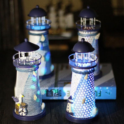 Creative Mediterranean Style Iron Handmade Flash Lighthouse, Random Style Delivery, Size: 18.5*7.5cm, Size: 18.5*7.5cm