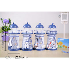 Creative Mediterranean Style Iron Handmade Flash Lighthouse, Random Style Delivery, Size: 14.5*6.5cm, Size: 14.5*6.5cm