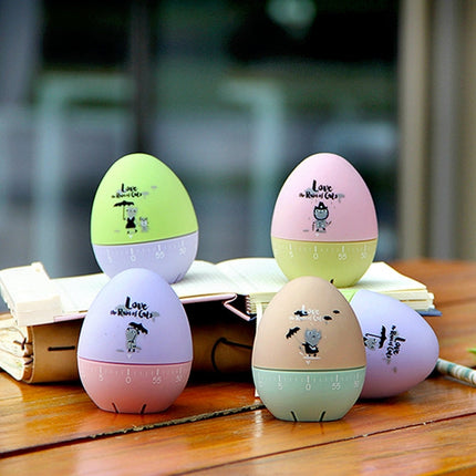 Cute Cartoon Mechanical Egg Kitchen Timer Alarm Clock Students Learn Time Management Machines,Random Color Delivery, Egg