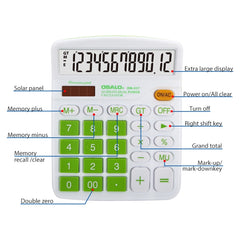 OSALO OS-837VC 12 Digits Colorful Desktop Calculator Solar Energy Dual Power Calculator