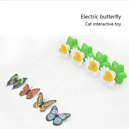 Electric Butterfly Flying Around The Flower Pet Cat Toy, Flower Pet Cat Toy