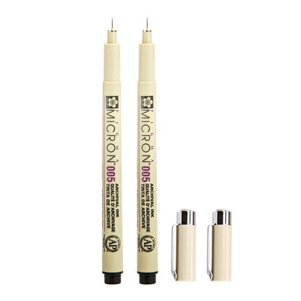 2 PCS Archival Pigment Ink Drawing Fineliner Pens Nib Manga Micron Pen, 0.4mm, 0.45mm, 0.5mm, 0.25mm, 0.3mm, 0.35mm