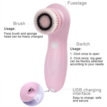 1.2W USB Charging Electronic Cleaning Face Beauty Instrument Pores Nose Blackhead Facial Cleansing Brush