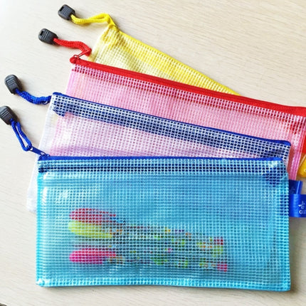 12 PCS Zipper Plastic Mesh Stationery Bag, Random Color Delivery (A5, Size: 24x17.5cm), A5, Size: 24x17.5cm