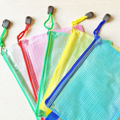 12 PCS Zipper Plastic Mesh Stationery Bag, Random Color Delivery (A5, Size: 24x17.5cm), A5, Size: 24x17.5cm