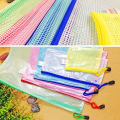 12 PCS Zipper Plastic Mesh Stationery Bag, Random Color Delivery (A5, Size: 24x17.5cm), A5, Size: 24x17.5cm