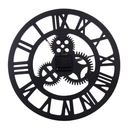 Retro Wooden Round Single-sided Gear Clock Rome Number Wall Clock, Diameter: 80cm, Rome Number 80cm, Rome Number 80cm (Gold)