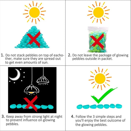 100 PCS Glow in The Dark Garden Pebbles for Walkways & Decoration and Plants Luminous Stones