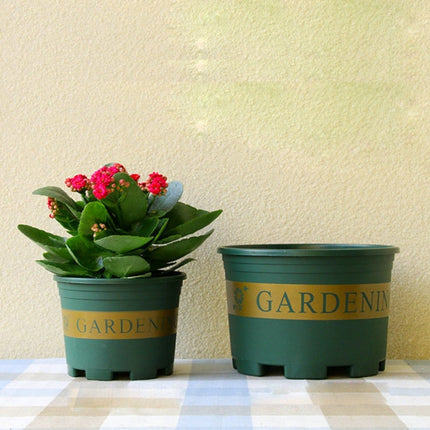 Flower Pots Plant Nursery Pots Plastic Pots Creative Gallons Pots with Tray,Size:12*16*12cm, Random Text Background Color Delivery