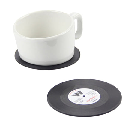 6 PCS/Set Retro Black Vinyl CD Record Drink Coasters Home Table Cup Mat Decor Coffee Drink Placemat Tableware Spinning, Diameter: 10.7cm, 6 PCS Cup Mat