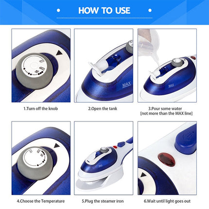 Multifunction Household Handheld Steamer Travel Portable Hand - Held Steam Hanging Hot Machine Ceramic Bottom with Flannelette Brush & Hair Brush & Measuring Cup,US Plug, US Plug Purple