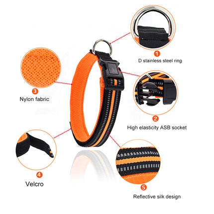 Pet Dogs Polyester Reflective Breathable Pets Collar Traction Lead Leash, Size: L, 2.5*47*54cm, Size: L, 2.5*47*54cm