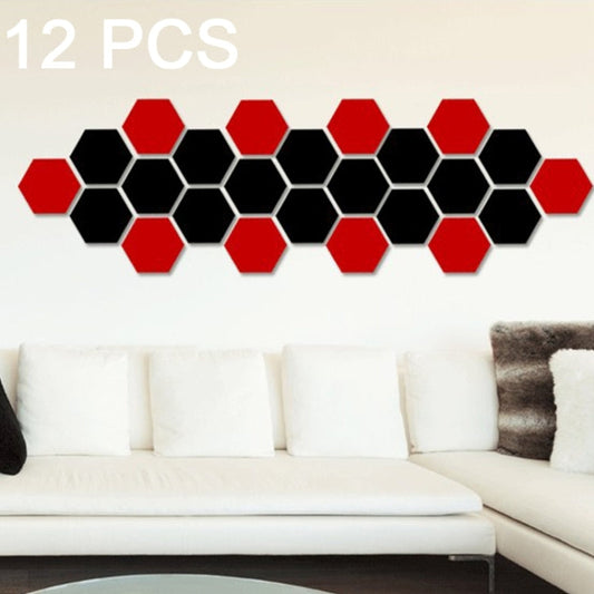 12 PCS 3D Hexagonal Mirror Wall Stickers Set, Size: 10*10cm