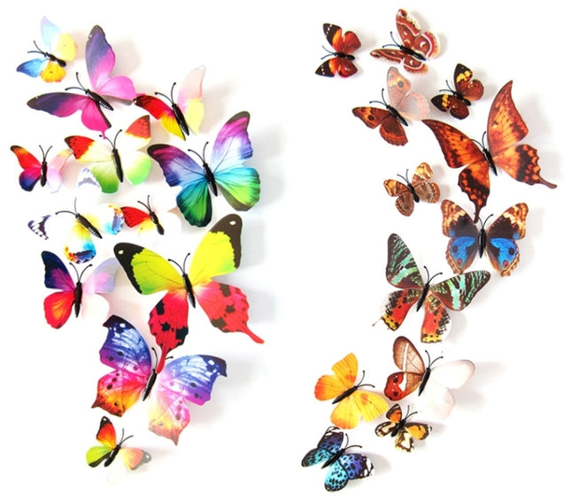 2 Sets Creative 3D Color Butterfly Wall Stickers Living Room Bedroom Decoration Supplies, Magnet Style, Random Color Delivery, Magnet Style