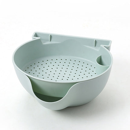 Kitchen Double Layer Fruit Bowl Washing Basket Lazy Bracket Snack Nuts Bowl