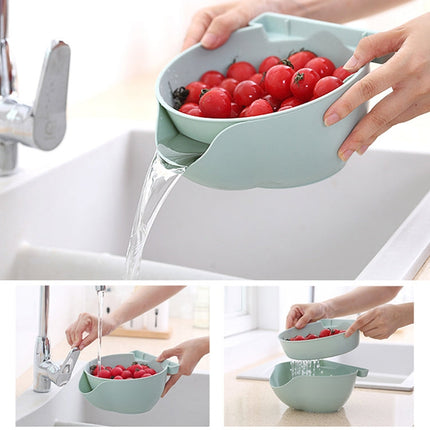 Kitchen Double Layer Fruit Bowl Washing Basket Lazy Bracket Snack Nuts Bowl