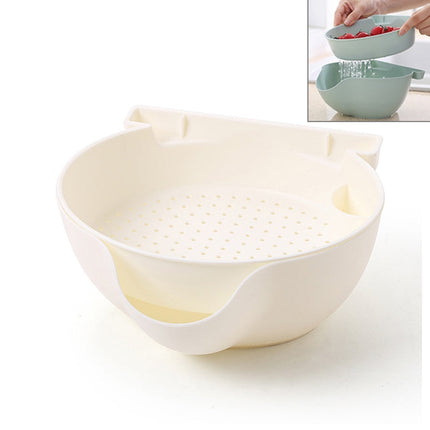 Kitchen Double Layer Fruit Bowl Washing Basket Lazy Bracket Snack Nuts Bowl