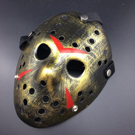 Halloween Party Cool Thicken Jason Mask, Fluorescent Green, Gold, Red + White, Silver