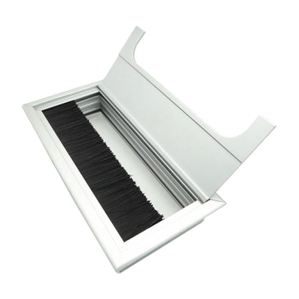 8x16cm Desk Dustproof Aluminum Wire Box Threading Box with Brush, 8x16cm