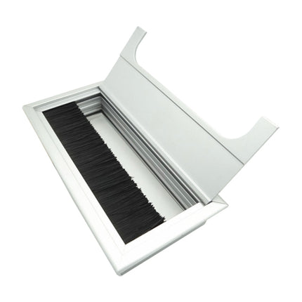 8x16cm Desk Dustproof Aluminum Wire Box Threading Box with Brush, 8x16cm