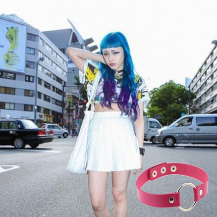 3 PCS Japanese Harajuku Fashion Street-snap Punk Round Nightclub Leather Collar Bracelet, Random Color Delivery