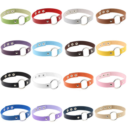 3 PCS Japanese Harajuku Fashion Street-snap Punk Round Nightclub Leather Collar Bracelet, Random Color Delivery