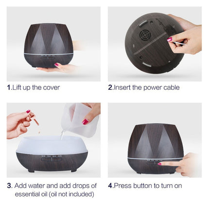 Peach Shape Wood Grain Remote Control Ultrasonic Humidifier Aromatherapy Machine Automatic Alcohol Sprayer with LED Lights, Capacity: 400mL, UK Plug (Dark Wood Color), Peach Shape Light Wood Color, Diamond Dark Wood Color, Diamond Light Wood Color     ...