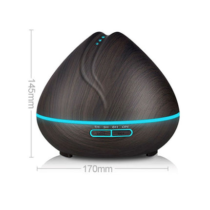 Peach Shape Wood Grain Remote Control Ultrasonic Humidifier Aromatherapy Machine Automatic Alcohol Sprayer with LED Lights, Capacity: 400mL, UK Plug (Dark Wood Color), Peach Shape Dark Wood Color, Peach Shape Light Wood Color, Diamond Dark Wood Color  ...