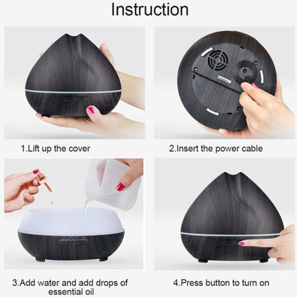 Peach Shape Wood Grain Remote Control Ultrasonic Humidifier Aromatherapy Machine Automatic Alcohol Sprayer with LED Lights, Capacity: 400mL, UK Plug (Dark Wood Color), Peach Shape Dark Wood Color, Peach Shape Light Wood Color, Diamond Dark Wood Color  ...