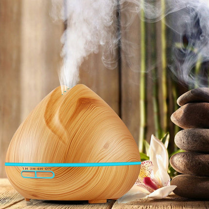 Peach Shape Wood Grain Remote Control Ultrasonic Humidifier Aromatherapy Machine Automatic Alcohol Sprayer with LED Lights, Capacity: 400mL, UK Plug (Dark Wood Color), Peach Shape Dark Wood Color, Peach Shape Light Wood Color, Diamond Dark Wood Color  ...