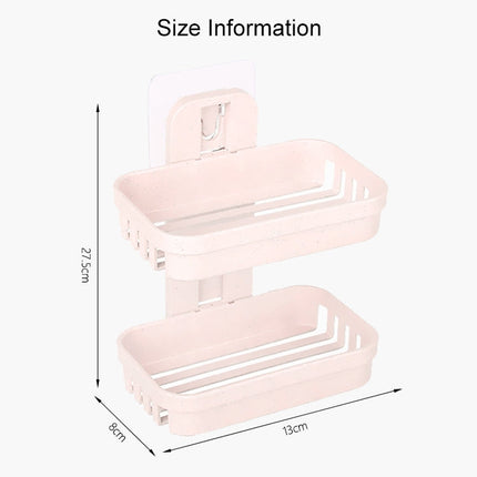 Wall Hanging Traceless Double-deck PP Soap Holder Bathroom Storage Shelf