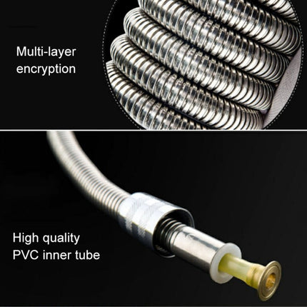 1.5m Flexible Stainless Steel Showerhead Hose Pipe Double Interlock Copper Interface Anti Burst Bath Water Pipe, 1.5m (Double Interlock)