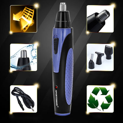 SPORTSMAN Four-in-one USB Rechargeable Ear Nose Trimmer Beard Face Shaver Eyebrows Hair Trimmer For Men(blue USB type), Blue USBType
