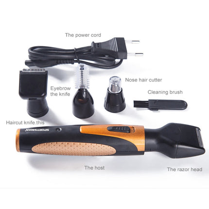 SPORTSMAN Four-in-one Electric Rechargeable Ear Nose Trimmer Beard Face Shaver Eyebrows Hair Trimmer For Men, US Plug(gold 110v)
