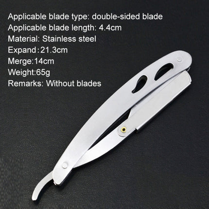 Hairdresser Vintage Razor Stainless Steel Double-sided Blade Holder Haircut Shaved Eyebrow Knife Holder(Silver)