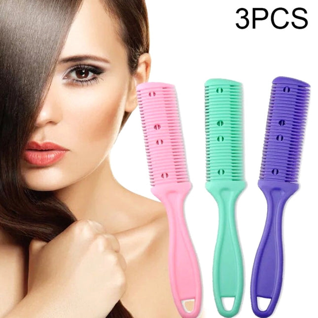 3pcs Hair Tools Double-sided Knife Hair Comb Hair Bangs Trimmer Thinning Device Hair Clipper,  Random Color Delivery, 2, 1, 10 PCS Random Color Delivery