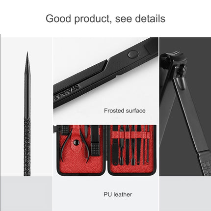 12 in 1 Advanced Stainless Nail Care Clipper Pedicure Manicure Kits with Leather Case, Red+Black, Yellow+Black