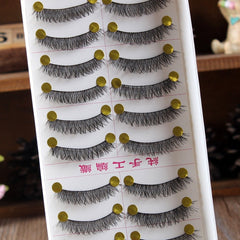 10 Pairs M14 Criss-Cross Cotton Stem Natural Makeup Lashes Charming Long Thick Black False Eyelashes