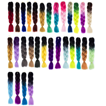 Fashion Color Gradient Individual Braid Wigs Chemical Fiber Big Braids, Length: 60cm(04 Black+Red), 58, 60