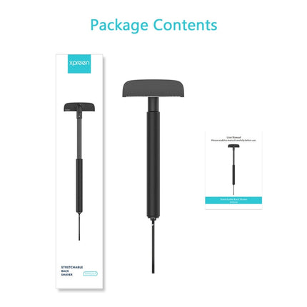 XPREEN XPRE034 Stretchable Handle Stainless Steel Blade Back Shaver Adjustable Back Razor with Lanyard for Men, XPRE034