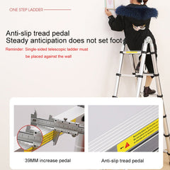 Multifunctional Thickened Aluminum Alloy Single-sided Telescopic Ladder, Size: 2m, Size: 2m