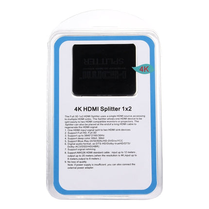 4K HDMI Splitter Full HD 1080p Video HDMI Switch Switcher 1x2 Split Out Amplifier Dual Display for HDTV DVD PS3 Xbox, 4K HDMI (Black), 4K HDMI (White)