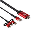 3 in 1 Micro USB + USB-C / Type-C + 8 Pin to HDMI HDTV Cable