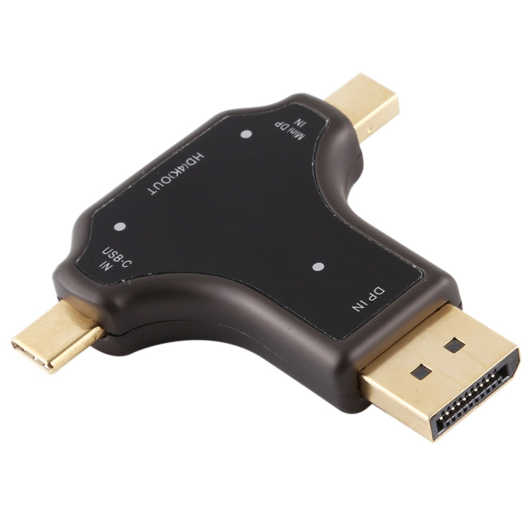 D63A DisplayPort + Mini DP + UCB-C / Type-C Male to HDMI Female 3 in 1 Adapter, D63A