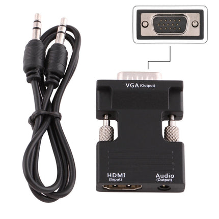 HDMI Female to VGA Male Converter with Audio Output Adapter for Projector, Monitor, TV Sets, HDMI to VGA+Audio