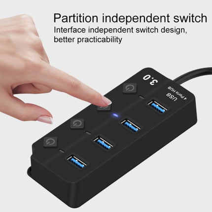 Onten 5301 USB 3.0 Male to 4 USB 2.0 Female Splitter Extender with Independent Switch, 5301